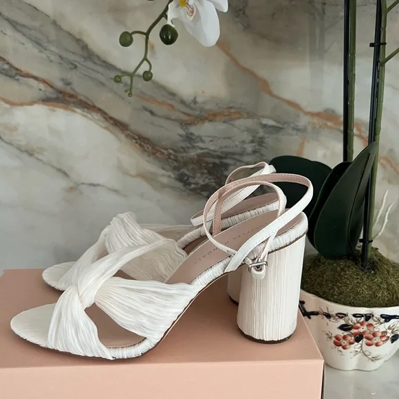 Loeffler Randall Reed Twist Pleated Sandals In Pearl, New in box - Picture 5 of 9